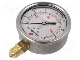 Glycerin manometer; 0÷16bar; 63mm; Enclos.mat: stainless steel