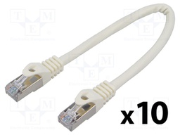 Patch cord; F/UTP; 6; stranded; CCA; PVC; white; 0.25m; 26AWG; 10pcs.