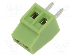 PCB terminal block; angled 90°; 2.54mm; ways: 2; on PCBs; terminal