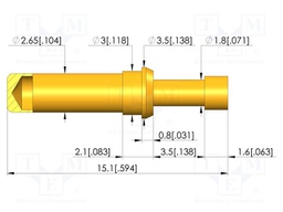 Test needle; Spring compression: 2.8mm; 3.5mm; 8A; CuBe; Ø: 2.3mm