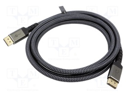 Cable; DisplayPort plug,both sides; textile; Len: 2m; black-grey