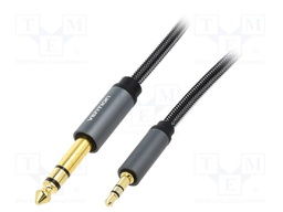 Cable; Jack 6.35mm plug,Jack 3.5mm 3pin plug; 10m; black