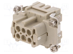 Connector: HDC; contact insert; female; DE; PIN: 6; 6+PE; size D6B