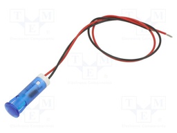 Indicator: LED; flat; blue; Ø8mm; QS; cables; 200mm; plastic; 220VAC