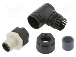 Connector: M12; plug; male; angled; soldering; for cable; PIN: 8
