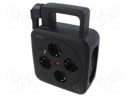 Plug socket strip: protective; Sockets: 4; 230VAC; 16A; black; 5m