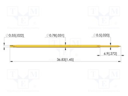 Test needle; Spring compression: 4.3mm; 6.35mm; 2A; steel; Ø: 0.5mm