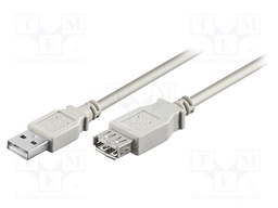 Cable; USB 2.0; USB A socket,USB A plug; 5m; grey; 480Mbps
