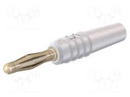 Plug; 2mm banana; 10A; 30VAC; 60VDC; white; non-insulated; 0.5mm2