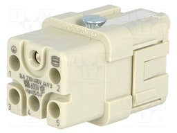 Connector: rectangular; female; Han Q; PIN: 6; 5+PE; size 3A; 400V