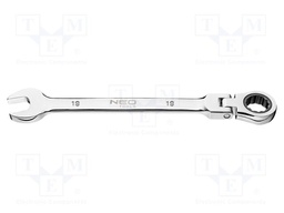 Wrench; combination spanner,with ratchet,with joint; 19mm