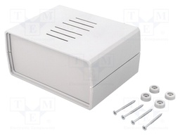 Enclosure: with panel; vented; X: 148.6mm; Y: 110mm; Z: 71mm; grey