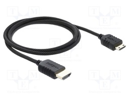 Cable; HDMI plug,both sides; textile; Len: 1m; black; 36AWG; 48Gbps