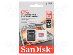 Memory card; SD XC Micro; 64GB; 120MB/s; Class 10 UHS U1