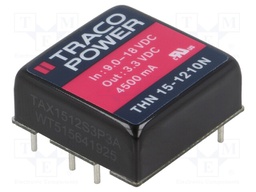 Converter: DC/DC; 15W; Uin: 9÷18V; 3.3VDC; Iout: 4.5A; 1"x1"; 16.6g