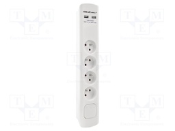 Plug socket strip: protective; Sockets: 4; 230VAC; 16A; white