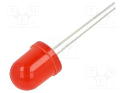 LED; 10mm; red; 500÷900mcd; 30°; Front: convex