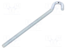 Hook; angular; steel; zinc; Thread len: 116mm; Overall len: 140mm