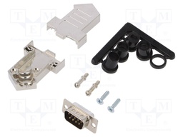 D-Sub; PIN: 9; plug; male; soldering; for cable; black
