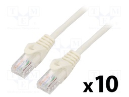 Patch cord; U/UTP; 5e; stranded; CCA; PVC; white; 3m; 26AWG; Cores: 8