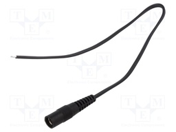 Cable; wires,DC 5,5/2,5 socket; straight; 0.5mm2; black; 0.25m