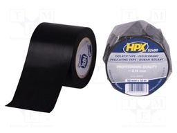 Tape: electrical insulating; W: 50mm; L: 20m; D: 0.19mm; black; 125%
