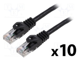 Patch cord; U/UTP; 5e; stranded; CCA; PVC; black; 2m; 26AWG; Cores: 8