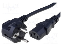 Cable; CEE 7/7 (E/F) plug angled,IEC C13 female; 2.5m; black