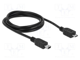 Cable; USB 2.0; USB B micro plug,USB B mini plug; 1m; black