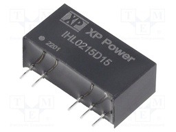 Isolated Board Mount DC/DC Converter, ITE, 2 Output, 2 W, 15 V, 66.7 mA, -15 V