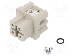 Connector: HDC; female; PIN: 4; size 3; Pitch: 1x screw (21x21mm)
