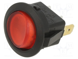 ROCKER; SPST-NO; Pos: 2; OFF-ON; 16A/125VAC; transparent; LED,point