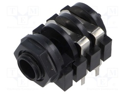 Socket; Jack 6,3mm; female; mono; high,with on/off switch; THT