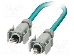 Cable; USB 2.0; USB A plug,USB B plug; 2m; light blue; IP67; Cu