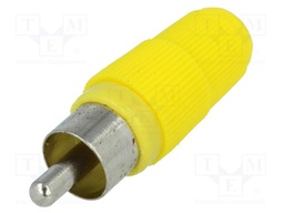 Plug; RCA; male; straight; soldering; yellow; for cable