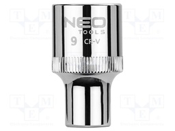 Socket; 6-angles,socket spanner; HEX 9mm; 1/2"