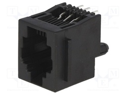 Socket; RJ12; PIN: 6; with panel stop blockade; Layout: 6p6c; THT