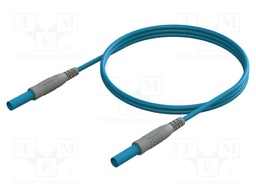 Test lead; banana plug 4mm,both sides; insulated; Len: 2m; blue
