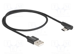 Cable; USB 2.0; USB A plug,USB C plug 90° left/right; 0.5m; 1.5A