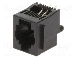 Socket; RJ14; PIN: 4; with panel stop blockade; Layout: 6p4c; THT