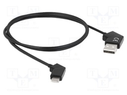 Cable; USB 2.0; USB A plug,USB C plug; 1.2m; black; swivel; 60W