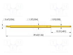 Test needle; Spring compression: 8mm; 10.2mm; 5A; steel; Ø: 0.9mm