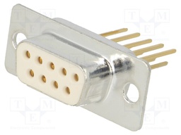 D-Sub; PIN: 9; socket; female; on PCBs; angled; THT