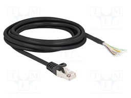 Patch cord; S/FTP; wires,RJ50 plug; 3m; PVC; black; 26AWG