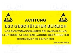 Information board; ESD; 300x150mm; black,yellow; Language: DE
