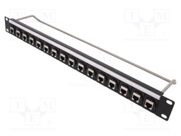 Patch panel; RJ45; Cat: 6a; RACK; screw; Number of ports: 16; M3