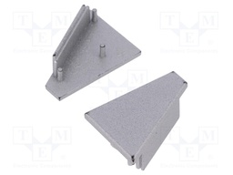 Cap for LED profiles; silver; ABS; Application: CORNER27