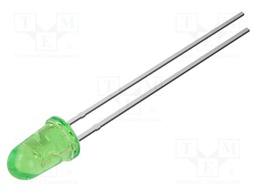 LED; green; 5mm; 18000mcd; 30°; Front: flat; 2.9VDC; No.of term: 2