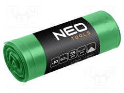 Trash bags; green; with tape; 60l; 10pcs.