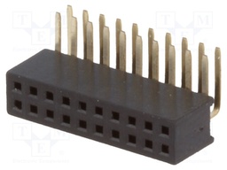 Socket; pin strips; female; PIN: 20; angled 90°; 1.27mm; THT; 2x10